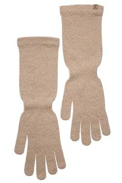 KNITAS Langes Handgelenk Gestrickte Fingerhandschuhe aus Wolle für Dammen I Warme Einlagige Winterhandschuhe I Bequeme Super Weiche Handschuhe in der Farbe Beige - Größe 8 von KNITAS