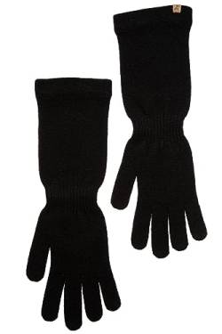 KNITAS Langes Handgelenk Gestrickte Fingerhandschuhe aus Wolle für Dammen I Warme Einlagige Winterhandschuhe I Bequeme Super Weiche Handschuhe in der Farbe Schwarz - Größe 9 von KNITAS