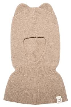 KNITAS Schlupfmütze Schalmützen aus Wolle für Baby Kinder I Winter Warme Gestrickte Sturmhaube Balaclava für Jungen und Mädchen 1-3 Jahre I Doppellagiger Mütze in der Farbe Beige - Größe 44-48cm von KNITAS