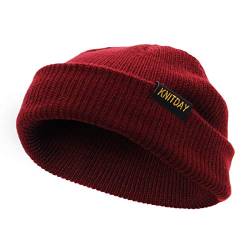 KNITDAY Fisherman Beanie Trawler Sailor Skullcap Knit Short Hat Unisex, burgunderfarben, Einheitsgröße-M von KNITDAY