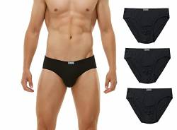 KNITLORD Herren Unterhosen Slip aus Bambus Atmungsaktiv Weich Herren-Slips Schwarz 3er Pack (M) von KNITLORD