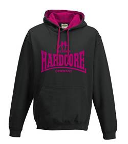 KNOW-MORE-STYLEZ Hooded Hardcore Gabber Germany College Varsity Kapuzenpulli Pulli Hoodie (L, Black/Pink) von KNOW-MORE-STYLEZ