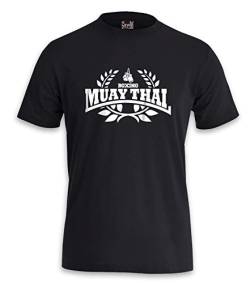 KNOW-MORE-STYLEZ T-Shirt Muay Thai Boxing (M, Schwarz/Weiss) von KNOW-MORE-STYLEZ