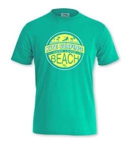 T-Shirt Kite Beach Shirt Kiten Kitesurfen Kiteboarden Surfen Surfing Sun Palme (XL, TÜRKIS) von KNOW-MORE-STYLEZ