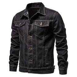 KOAUWIOA Frühling Herbst Herren Jeansjacke Baumwolle Retro Jacke vintage Denim Casual Slim Revers coat Outdoor Sport Fitness Straße mode XXL von KOAUWIOA