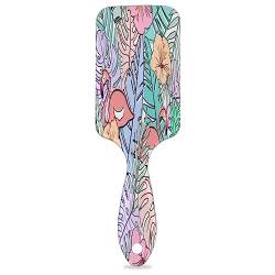 Blatt Blume Flamingos Paddel Haarbürste für Frauen Haarbürste Weiche Luftkissenbürste für lockiges dickes dünnes langes Haar Pflege von KOBLEN