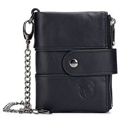 KOCAN Herren Vintage Rindsleder Brieftasche RFID Blocking Card Holder Brieftasche Geldbörse mit Kette,Geldbörse aus Leder mit RFID-Blockierung von KOCAN