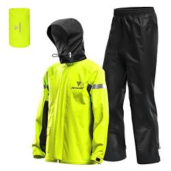 KOCAN Motorrad Regenanzug, Herren Motorrad Regenanzug Outdoor Reflektierende wasserdichte Regenjacke und Hose Regenbekleidung für Fahrradfahren Radfahren Camping Wandern von KOCAN