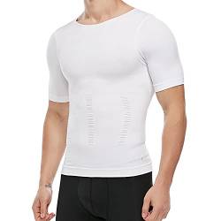 KOCLES Herren Kompressionsshirt Unterhemd Schlankheits Tank Top Workout Weste Bauchmuskeln Slim Body Shaper, weiß, L von KOCLES
