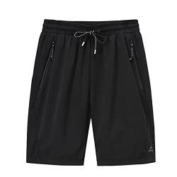 KODMNSW Badehose Herren Boardshorts mit Reißverschluss Schnelltrocknend Badeshorts mit Mesh-Futter Atmungsaktive Schwimmhose Kurz Sport Shorts Blitzangebote Schwarz 6XL von KODMNSW