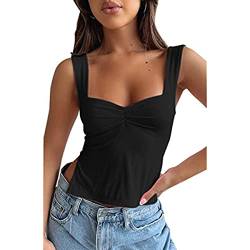 KOEMCY Crop Tops Damen Sexy Oberteile Basic Crop Tank Tops Ärmellose V-Ausschnitt Camisole Tank Top Casual Unterhemd (Schwarz, M) von KOEMCY