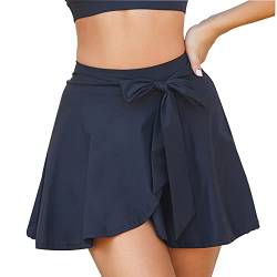 KOEMCY Damen Tennisrock 2 in 1 Tennis Skort Sportrock Golfrock mit Tasche & Innenhose Laufrock Sommerrock Minirock Dehnbar Laufenrock Sports Skirt Workout Running, M von KOEMCY