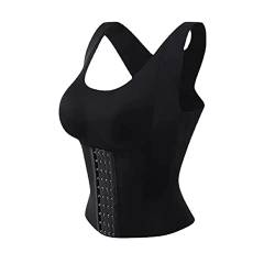 KOEMCY Waist Trainer Damen Korsett 4-in-1Taille Geknöpft BH Shapewear Unterbrust Korsett Push Up BH Korrigieren des Buckligen Körperformungs Abnehmens (Schwarz,XXL) von KOEMCY