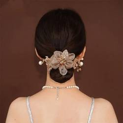 Eleganter Kristall Kopfschmuck Haarschmuck Licht Luxus Stoff Dickdarm Ring Frauen Haarband 1St (Color : A champagne) von KOFORD