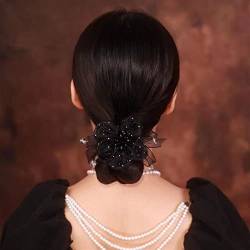 Eleganter Kristall Kopfschmuck Haarschmuck Licht Luxus Stoff Dickdarm Ring Frauen Haarband 1St (Color : B black) von KOFORD