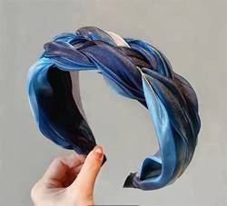 Frühling und Sommer Braid Haarband Frauen Flash Garn All-Match Kopfschmuck Geknotet Breitkantiges Stirnband Zubehör 1St (Color : Blue) von KOFORD