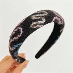 Herbst Winter Retro Wollstirnband Farbabstimmung Haarschmuck Stirnband Haar Frau 1St (Color : Black) von KOFORD