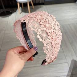 Lace Hair Hoop Wide Edgel Hair With Teeth Fashion Slip Stirnband Haarschmuck for Frauen 1Pcs (Color : Pink) von KOFORD