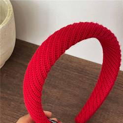 Mode Stirnband Frühherbst Creme Farbe Farbe Stoff Haar Fixer Stirnband Gestrickt Twill Haarschmuck for Frauen 1St (Color : Bright red) von KOFORD