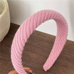 Mode Stirnband Frühherbst Creme Farbe Farbe Stoff Haar Fixer Stirnband Gestrickt Twill Haarschmuck for Frauen 1St (Color : Pink) von KOFORD