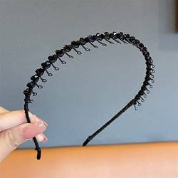 Stirnband Strass gezahnt rutschfest Haarband Haarschmuck for Frauen 1St (Color : A Black) von KOFORD