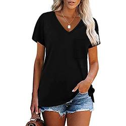 Bluse Damen Elegant Einfarbig Tshirt T-Shirt Damen Casual V-Ausschnitte Slim Fit Tunika Bluse Damen Weste Party Vintage Kleidung Oberteil Damen Bekleidung Fraun Locker Sommer Girls Tank Top von KOG