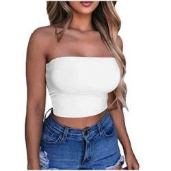 KOG Amazon Basics Bandeau Top Damen Crop Tops Sexy Tube Top Frauen Sommer Y2k Aesthetic Clothes Off Shoulder Bauchfreie Trägerloser ärmellos Korsett Meine Bestellungen Anzeigen Weiß S von KOG