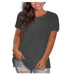 KOG Amazon Basics Damen Shirt Motiv Shirts Retro Kurzarm Bekleidung Frau T-Shirt Freizeit Einfarbige Tee T-Shirt Baumwolle Oversized Tank Meine Bestellungen Anzeigen Grau 3XL von KOG