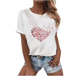 KOG Amazon Gutschein Damen Shirt Casual Grafik Drucken Kleidung Baumwolle Freizeit Kurzarm Blusenshirt Teenager T-Shirts Tee T-Shirt Frauen Rundhals Lose Oberteile Angebote des Tages Heute Weiß L von KOG