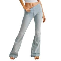 KOG Amazon Gutschein Jeans Damen Jeanshose Hosen Elegant Sommerhose Baumwolle Leicht Cargo Hose Frauen Sporthose Outdoor Hose Skinny Freizeithose Große Größen Outlet Angebote Hellblau L von KOG