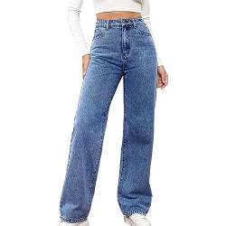 KOG Angebote Damen Jeans Hose Jeanshose Fashion Sommerhose Baumwolle Y2K Cargohosen Teenager Mädchen Outdoor Hose Lässig Sporthose Low Waist Oversize Gothic Hose Sale Damen Blau XXL von KOG