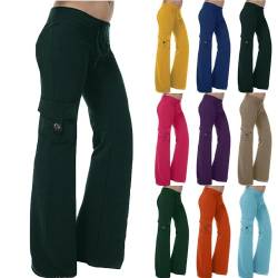 KOG Angebote Hose Damen Elegant Sommerhose Baumwolle Leicht Cargo Hosen Frau Jogginghosen Bequem Outdoor Hosen Schwarz Chino Hose Breites Hosen Warehouse Deals Angebote Armeegrün 4XL von KOG