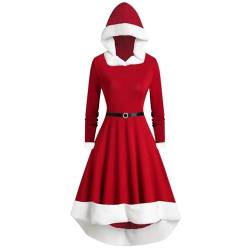 KOG Damen Weihnachtskleid Vintage Langarm Weihnachtskleider Damen Elegant Kleider Damen Ballkleid Elegant Frauen Kleid Christmas Dresses Festlich Festival Meine Bestellungen Anzeigen Rot M von KOG