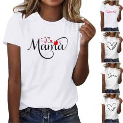 KOG Outlet Amazon Damen Tshirts Fashion Mama Print Blusen Elegant Baumwolle Tshirt Geschenk Mama Blusenshirt Teenager Rundhals Freizeit Tee Amazon Gutschein Weiß S von KOG