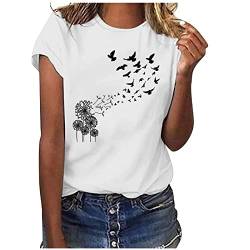 KOG Prime Damen Shirt Freizeit Grafik Drucken Oberteil Elegante Kurzarm Longshirt Teenager Mädchen Oberteile Oversized Grafik Tuniken Frau Baumwolle Tee Gutschein Amazon Weiß XXL von KOG