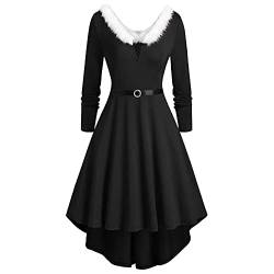 KOG Vintage Weihnachtskleid für Damen Langarm Weihnachtskleid Damen Elegant Weihnachts Kleidung Festkleider für Damen Partykleid Damen Weihnachtskleidung Meine Bestellungen Anzeigen Schwarz XL von KOG