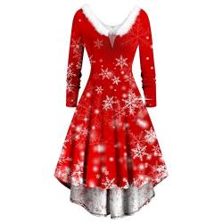 KOG Weihnachtskleid Damen Sexy Langarm Minikleid Weihnachtskleider für Damen Midi Kleider Damen Ballkleid Kleider Frauen Maxikleider Christmas Dresses Rot Meine Bestellungen Anzeigen Wein L von KOG