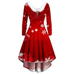 KOG Weihnachtskleid für Damen Sexy Langarm Vintage Weihnachtskleider Damen Strandkleid Damen Abendkleid Elegant Frauen Rockabilly Kleider Christmas Dresses Meine Bestellungen Anzeigen Wein L von KOG