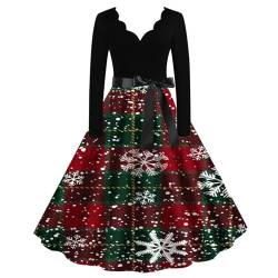 KOG Weihnachtskleid für Damen Sexy Langarm Weihnachtskleider Damen Kleider Damen Einfarbig Kleid Frauen Rockabilly Kleider Christmas Dresses Festlich Festival Meine Bestellungen Anzeigen Schwarz M von KOG