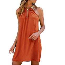 Schulterfrei Oberteil Damen Bluse Elegant Sexy Ärmellos Kleider Sommerkleid Neckholder Kleid Frau Kurz Boho Kleid Kurz Freizeitkleid Rundhals Halfter Shirtkleid T-Shirt Blusenkleid Rosa L von KOG