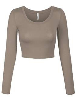 KOGMO Langärmeliges Crop-Top für Damen, mit Rundhalsausschnitt. - Orange - Klein von KOGMO