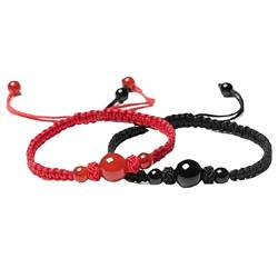 Amulett-Armband, Geld-Armband anziehen, 2 Stück rote Schnur-Armband, Feng Shui, schwarzes Obsidian-Armband, Chakra-Stein-Perlenarmband, natürliches Edelstein-Armband for Damen und Herren, Kristallquar von KOINEN