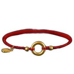 Amulett-Armband, Geld-Armband anziehen, Rotes Schnur-Armband, Harmonie-Schnalle, Charm-Armband, vergoldeter Anhänger, handgefertigtes buddhistisches Knoten-Glücksarmband, verstellbares rotes Seil-Schn von KOINEN