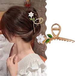 Frauen-Haar-Klammern-Haar-Klauen-koreanische Goldmetallblumen-Haarnadel-große elegante Haifisch-Klipp-Haarspangen-Kopfbedeckung 4 (Farbe: 3) (Farbe: 4) (Color : 2) von KOINEN