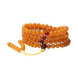 KOINEN Holzperlenarmband, chinesisches Armband, Perlenarmband Halskette 108 Buddha-Rosenkranzperlen for Yoga-Gebetsmeditation (Color : Yellow beads_8mm) von KOINEN