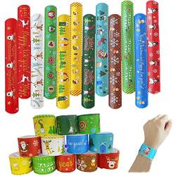 Schnapparmband Weihnachten, 24 Stück Slap Bracelets, Schnapparmband Kinder Set, Klapparmband Weihnachten Party Mitgebsel für Kinder Party Bag Füllstoffe, Jungen Mädchen Weihnachten Dekoration von KOIROI