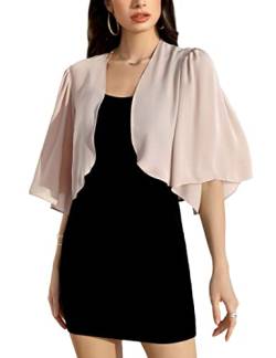 KOJOOIN Damen Bolero Festlich 3/4 Ärmel Chiffon Bolero Hochzeit Elegant Bolerojacke zum Kleid von KOJOOIN