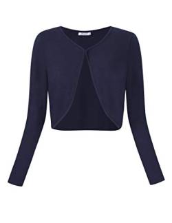 KOJOOIN Damen Bolero Kurz Strickjacke Langarm Cardigan Schulterjacke Bolerojacke Schulterjacke Casual Top Navy-a XL von KOJOOIN