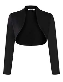 KOJOOIN Damen Bolero Kurze Strickjacke Festlich Kurz Cardigan Elegant Schulterjacke A-Schwarz XXL（Verpackung MEHRWEG） von KOJOOIN