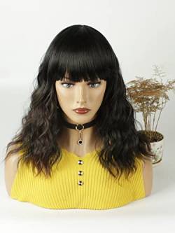 Synthetic Wig for Women Girl Natural Short Curly Synthetic Wig With Bangs Extensions Hairpieces For Party von KOLANDA